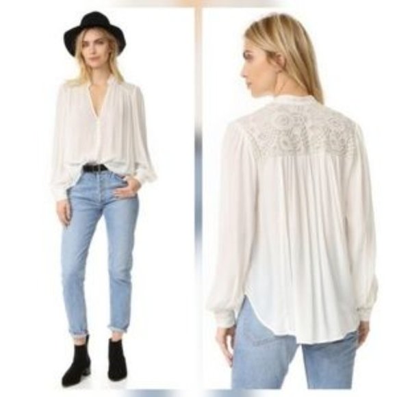 Free People Tops - Free People Ivory White Canyon Rose Top